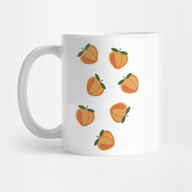 Juicy heart-shaped peaches, retro style print by KINKDesign